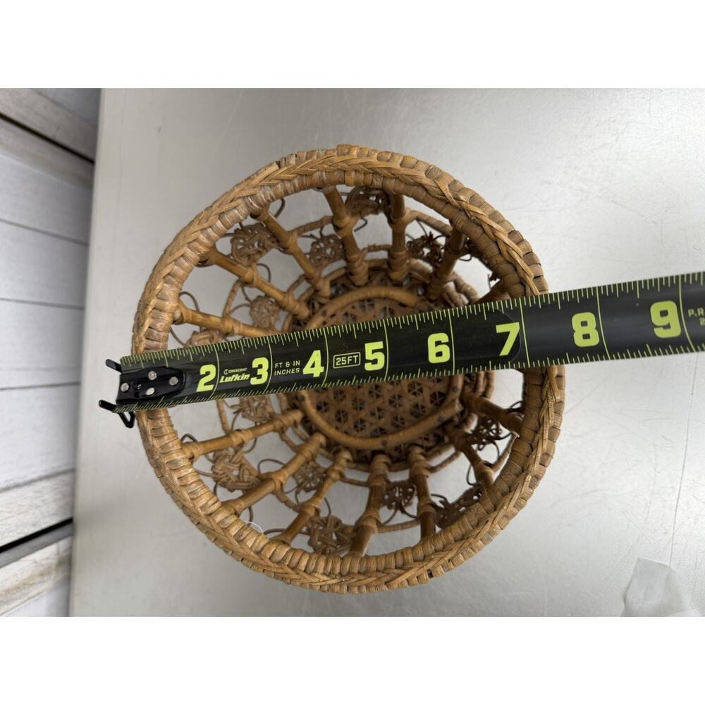 Vintage Basket Wicker Rattan Woven Floral Intricate Primitive Small - Picture 7 of 7